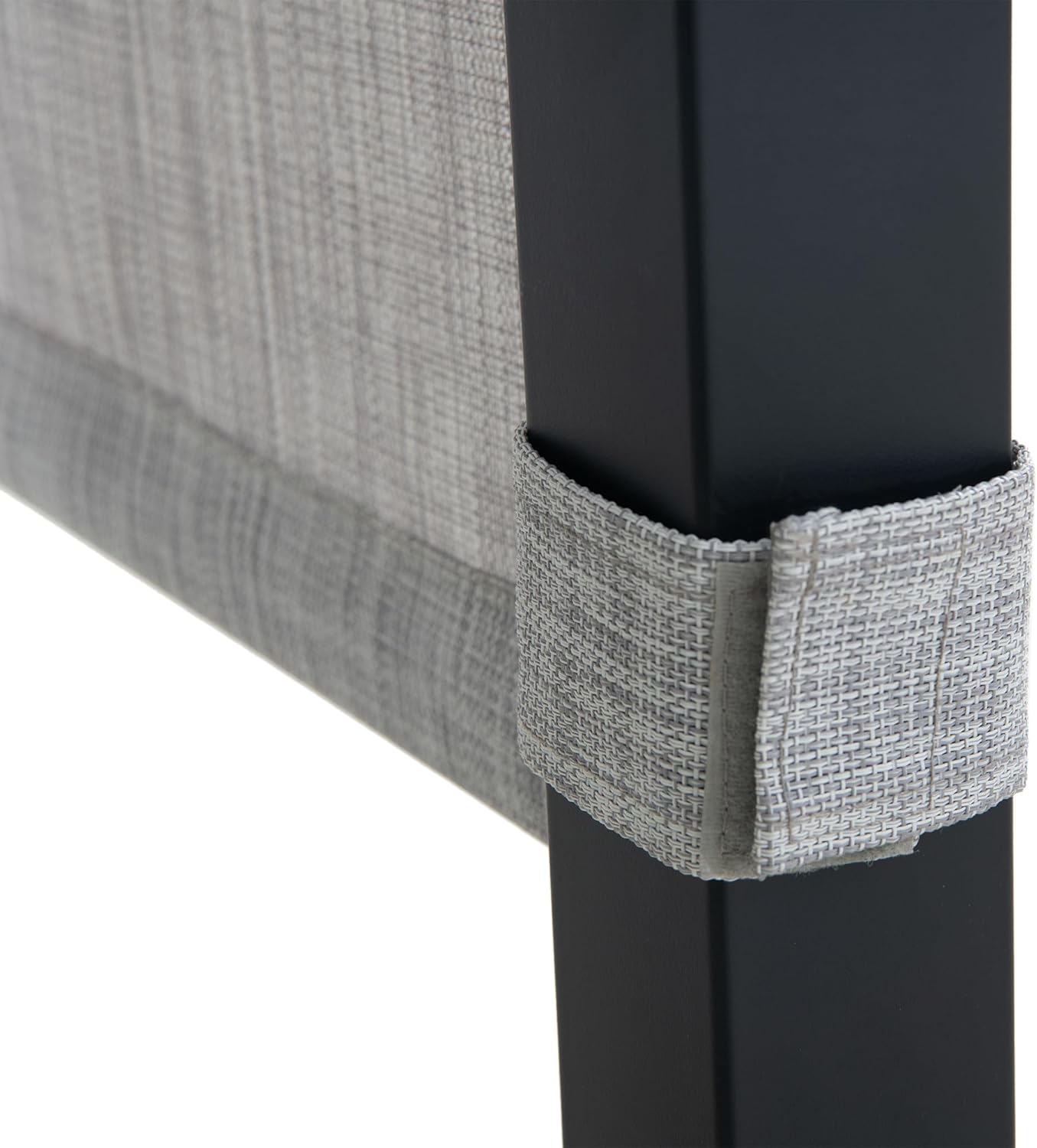 Sunjoy 9 x 9 ft. Pergola, Outdoor Patio Matte Black Steel Classic Frame Pergola with Retractable White Canopy Shade for Backyard, Garden Activities, Light Gray