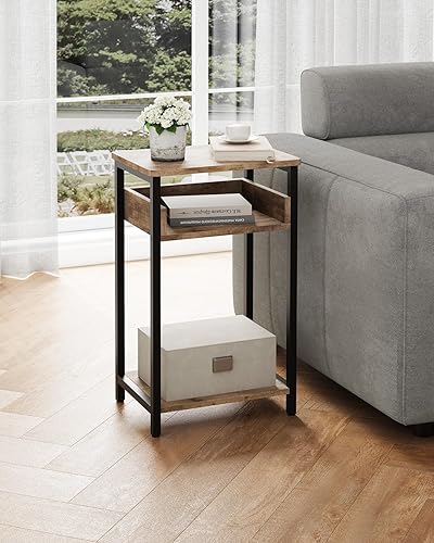 Miniatura 2 de Mesa auxiliar, mesa de gama alta de 25 pulgadas, mesita de noche pequeña para sala de estar, dormitorio y oficina, color gris y negro