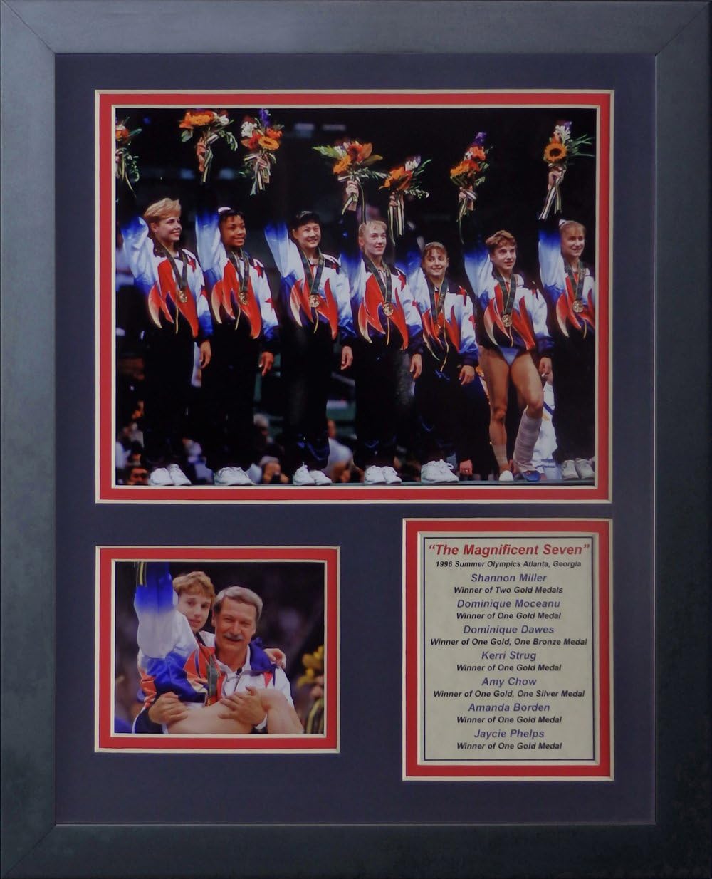 1996 Magnificent Seven - US Women's Gymnastics - Framed 12"x15" Double Matted Photos - Legends Never Die, Inc.