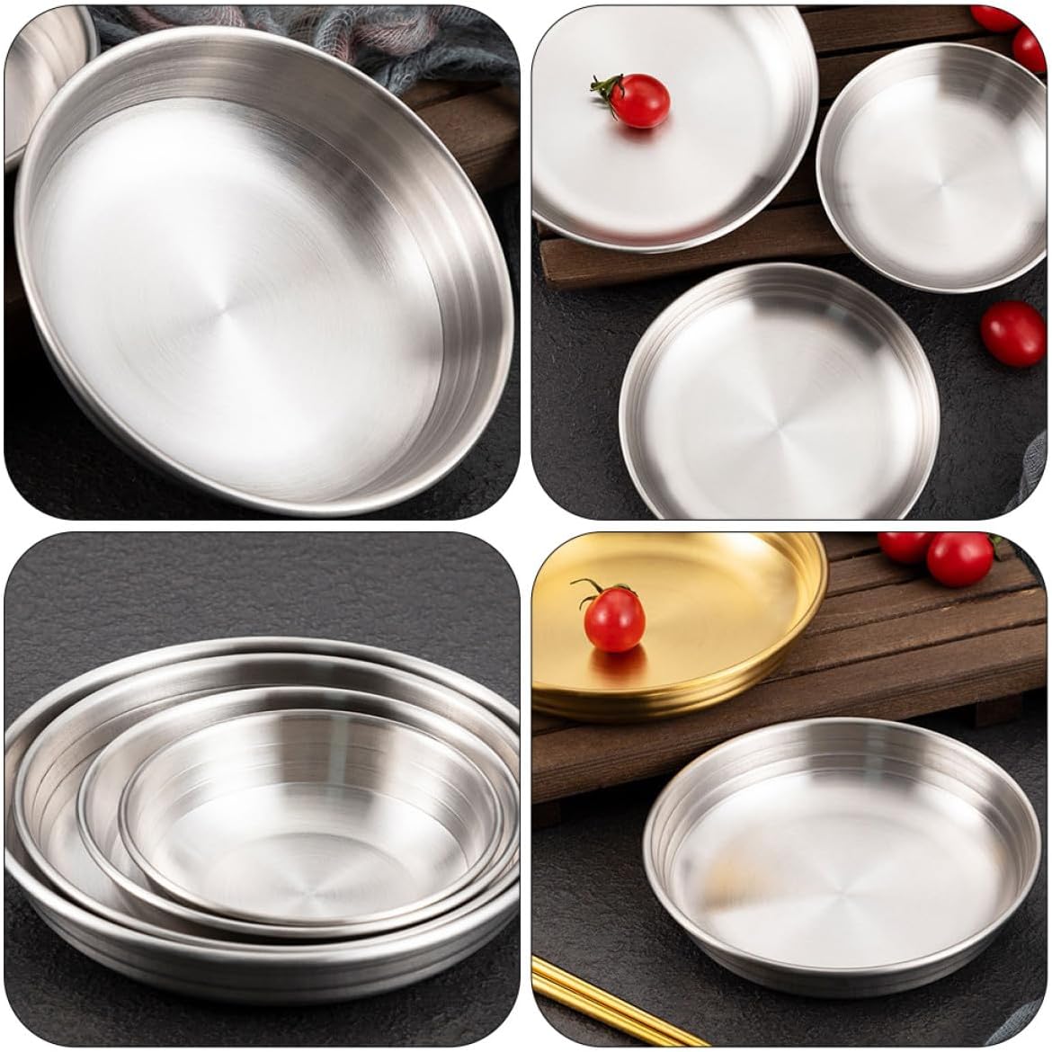 SMASOLO Stainless Steel Sauces Side Dish Plate for Dipping Sauces