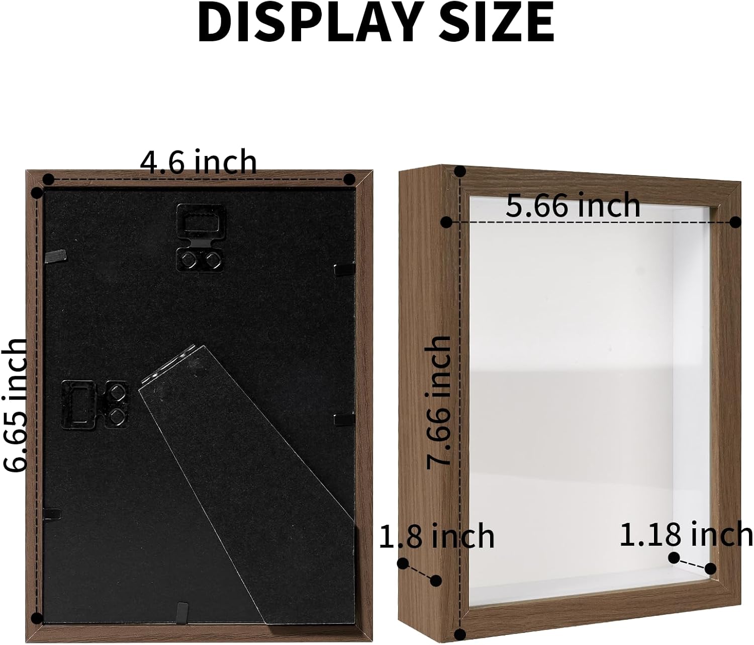 5x7 Walnut Color Shadow Box Frame Display Case
