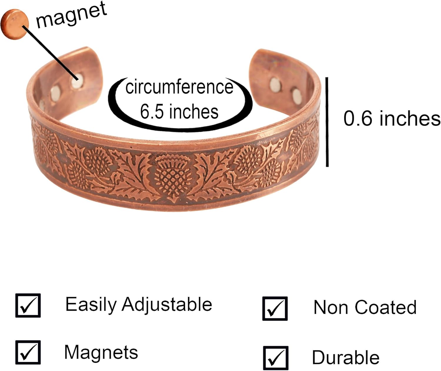 Touchstone Handcrafted Copper Bracelet Hand Forged with Solid and High Gauge Tibetan Style Engraved Cuff Jewelry For Women Men - Image 3