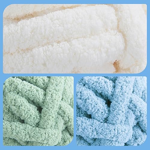 Vista 207 de HOMBYS Paquete de 8 hilos gruesos surtidos para tejer a ganchillo, hilo súper voluminoso, grande, suave y esponjoso, hilo de felpilla grueso para 4