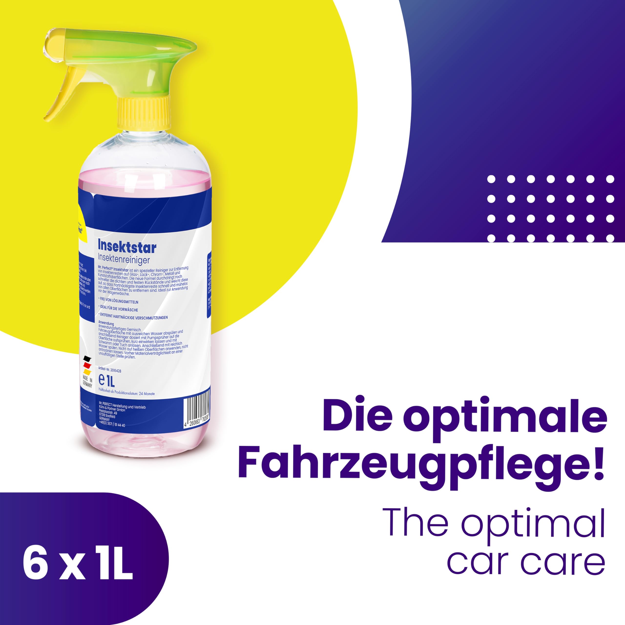 Mr. Perfect® Professioneller Insektenentferner Auto - 6x1L I Auto & Motorrad Insektenentferner - Geeignet für Lack, Glas, Kunststoff & Chrom I Lackschonender Insektenreiniger, Vorreiniger
