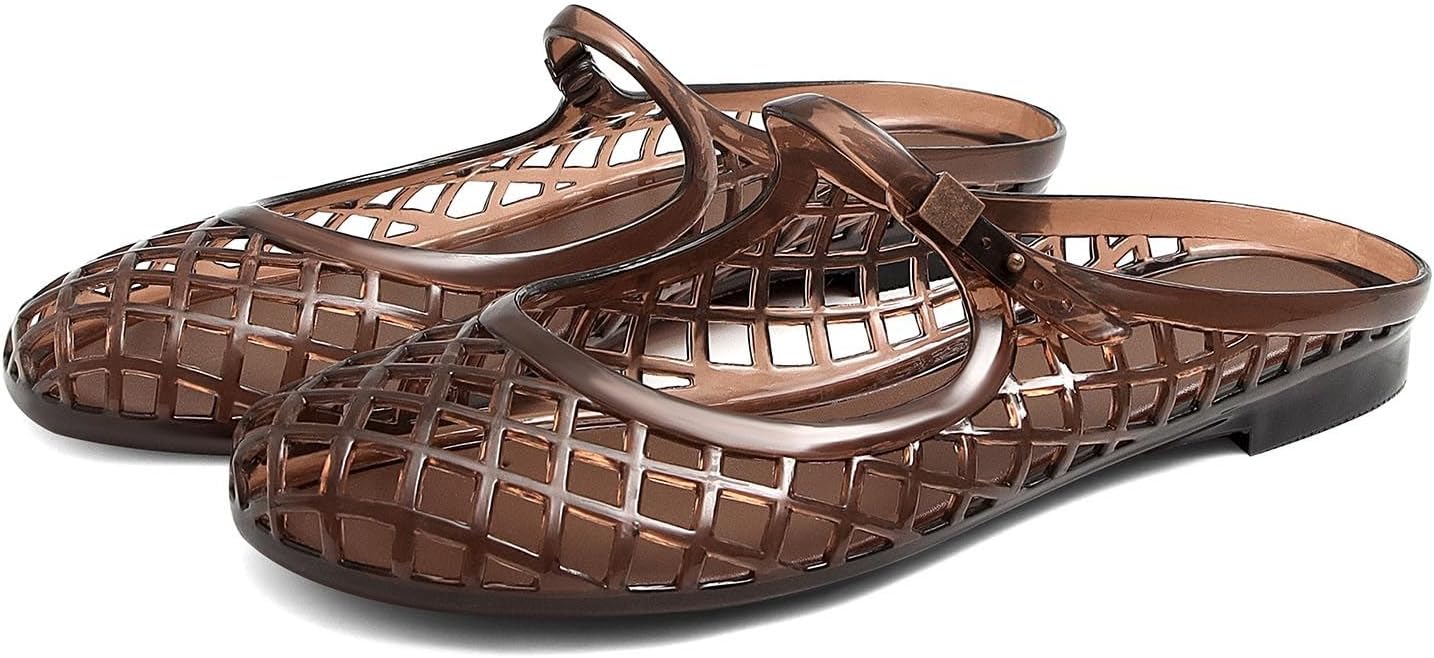 ZJGZF Jelly Sandals for Women Clear Sandals Jelly Shoes Women Mary Jane Mules Open Toe Slides Cute Comfortable Beach Summer Sandal Buckle Slippers