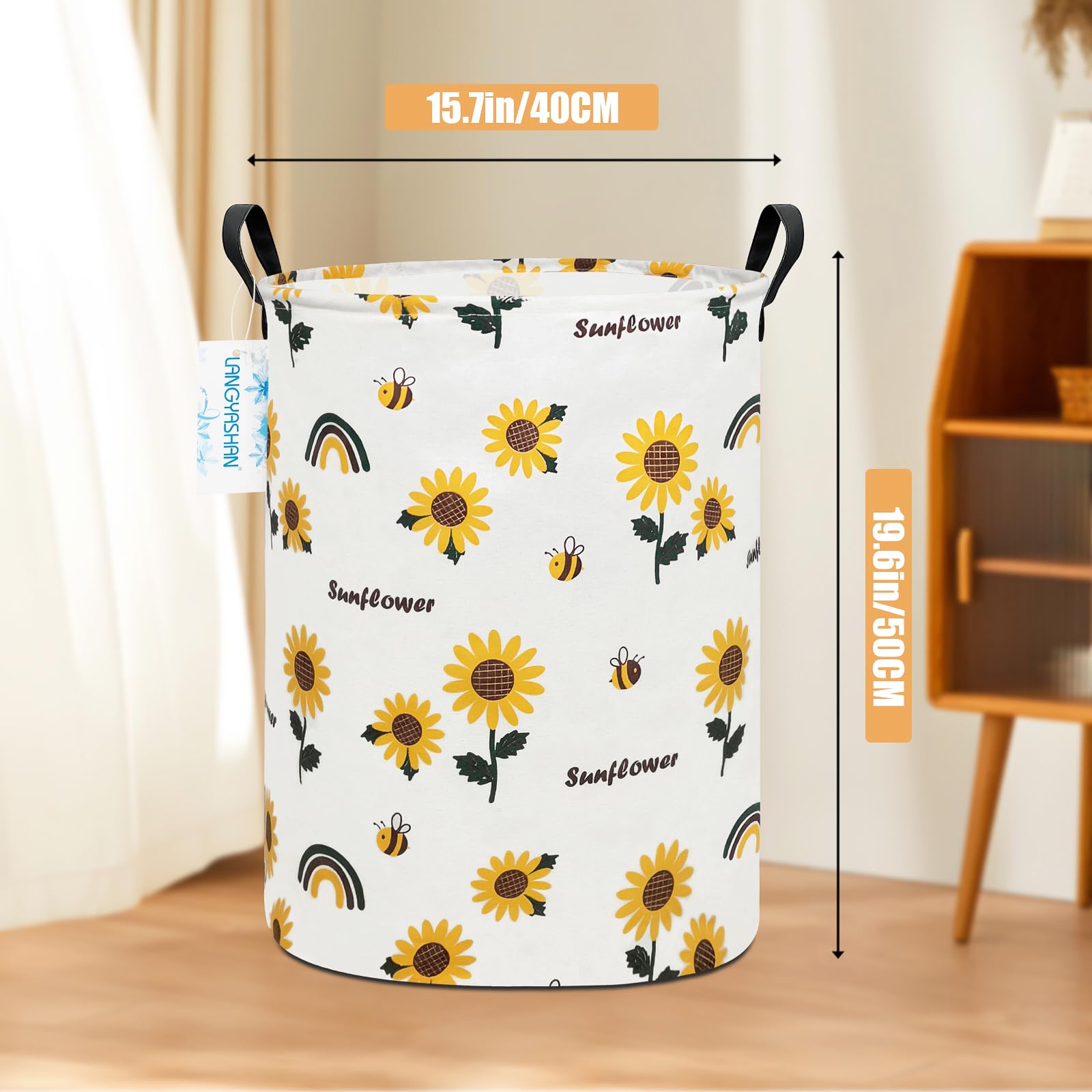 Aufbewahrungskorb, Segeltuchstoff, zusammenklappbar, für Wäschekorb, Spielzeugkörbe, Geschenkkörbe, Schlafzimmer, Kleidung, Babyzimmer (Sonnenblume) | Wasserdichter Aufbewahrungskorb für Kinder, Kleiderkörbe für Kinder, Kinderzimmer, Schlafzimmer, Badezim