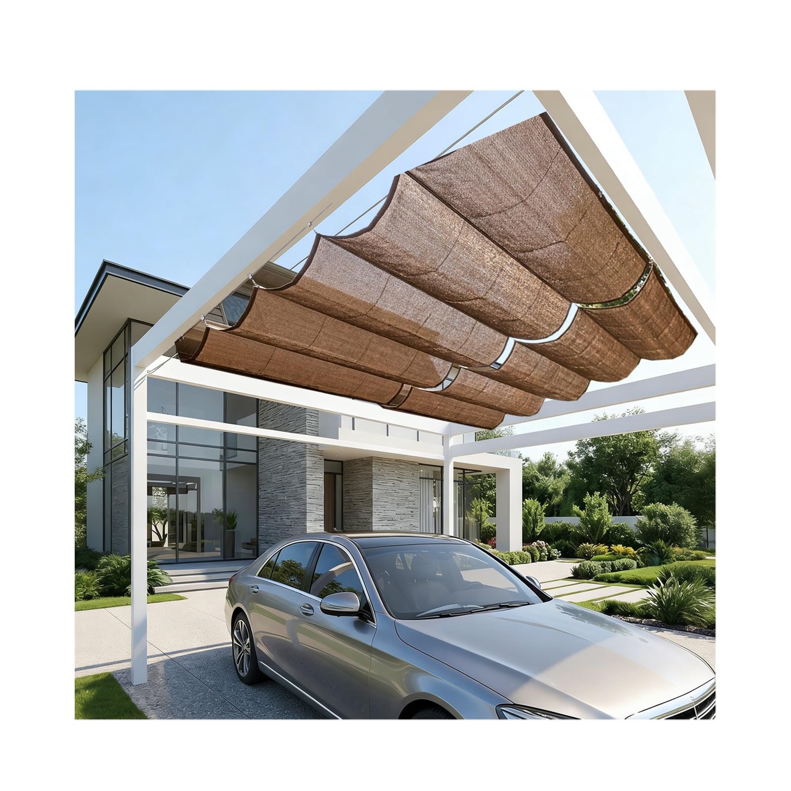 Auvent ondulé rétractable extérieur protection UV pour aménagement de terrasse et balcon