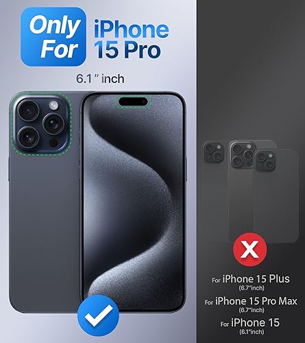 Miniatura 2 de Shields Up Funda para iPhone 15 Pro con soporte, funda transparente con soporte de doble anillo ajustable y plegable a prueba de golpes para iPhone