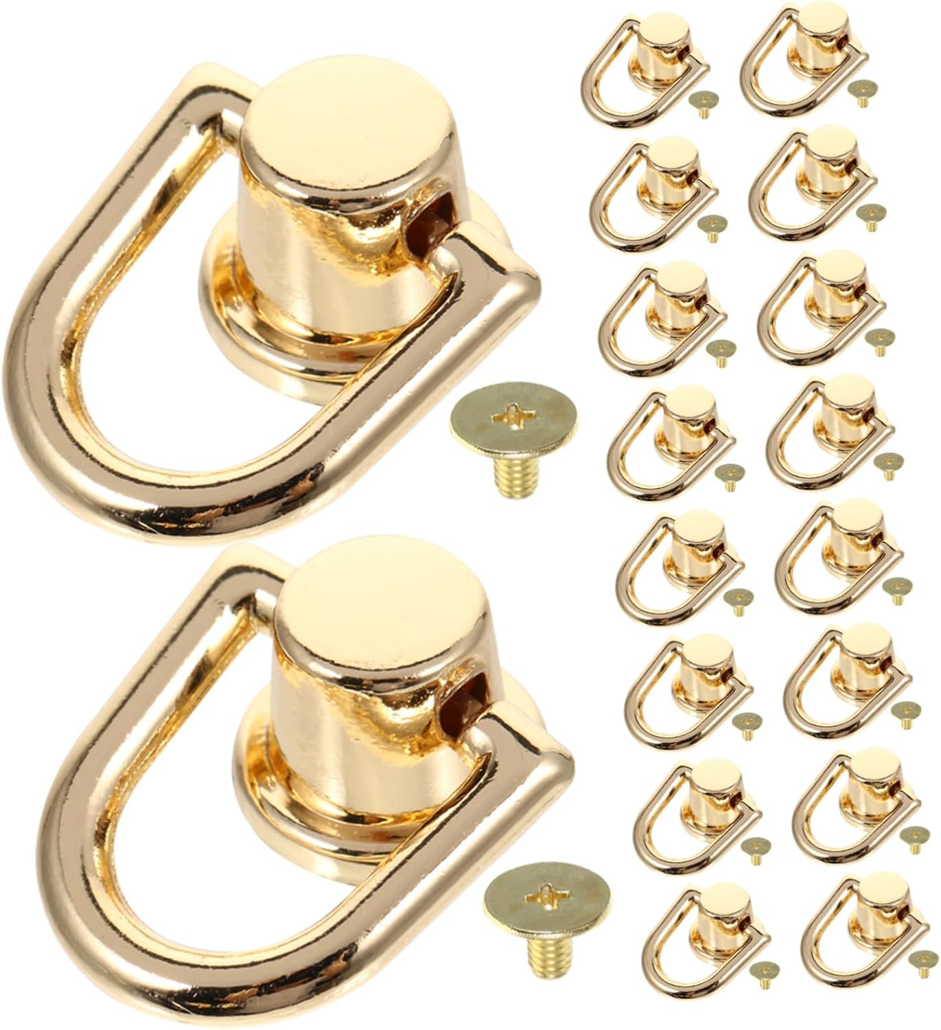 minkissy 32pcs Rotatable D Rings Buckle Hardware for Purse DIY Leatherwork Craft Bag Accessories with Screws Light Gold for Handbag Strap Connectors