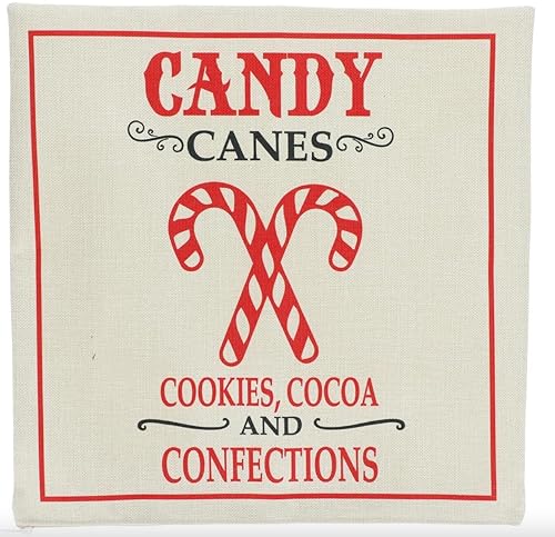 Rustic Farmhouse Winter Holiday Christmas Pillow Cover Peppermint Candy Cane Home Decor. *Two additional Patterns (Gingerbread & Red Truck available