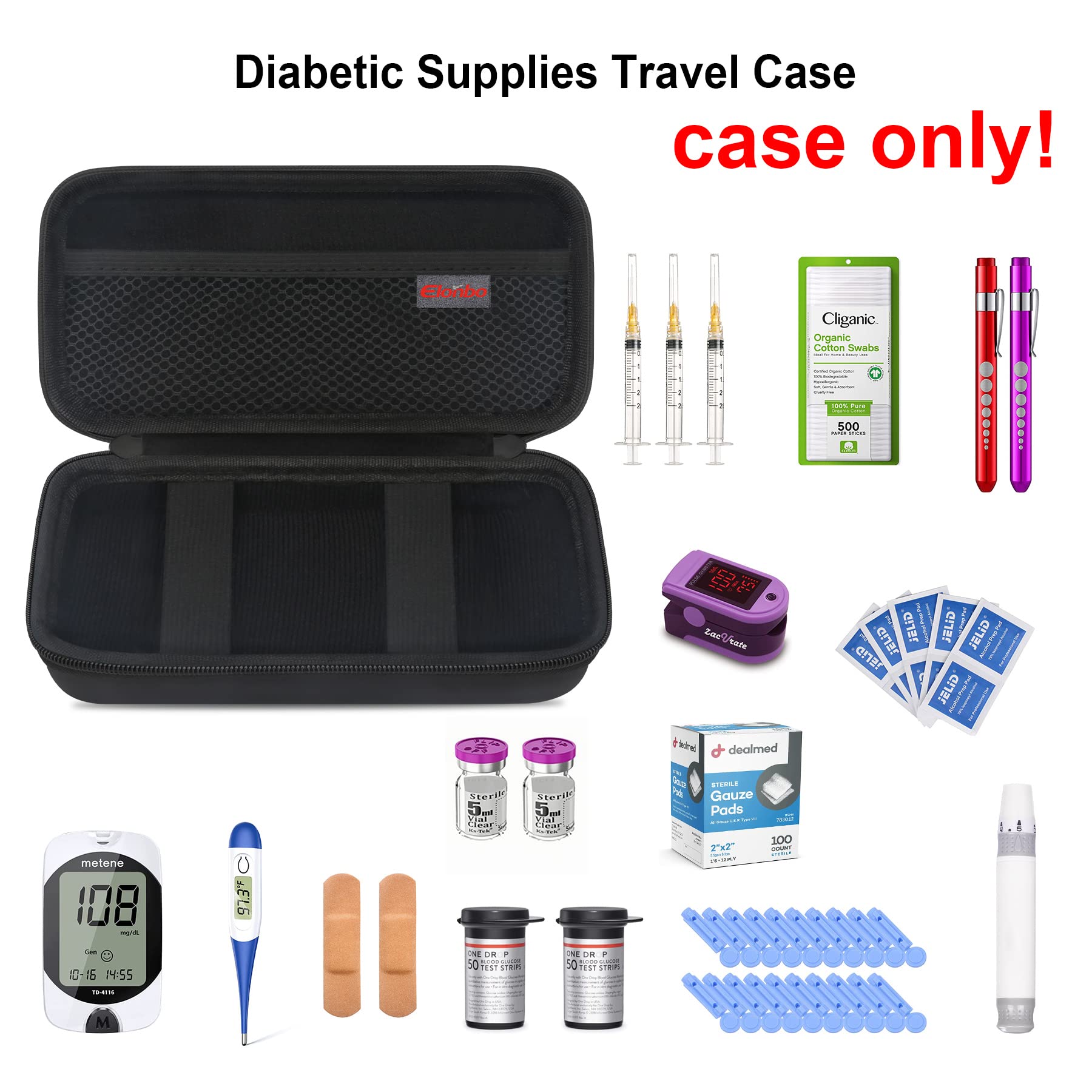 Elonbo Diabetic Supplies Travel Case, Diabetic Supply Organizer Bag, Glucose Meter Storage Case - Image 2