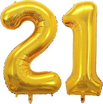 GOER Number 12 Balloons for 12th Birthday Sweet 12 Party Decorations,42 Inch Jumbo Foil Helium 21 Balloons for 21st Birthday Party Decoration Gold