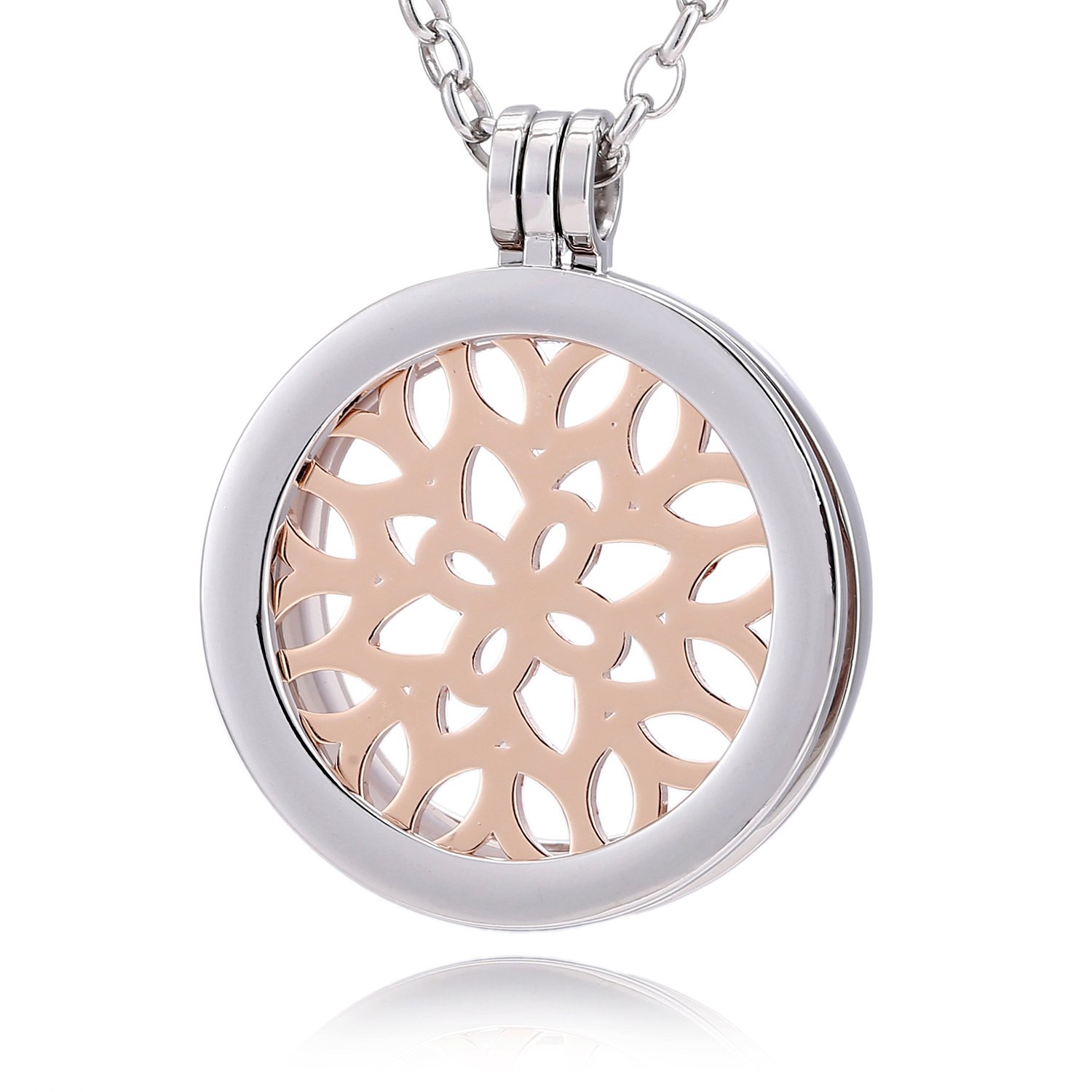 Morella Mujeres Collar 70 cm Acero Inoxidable y Colgante Amuleto Coin 33 mm en Bolsa para Joyas — view 21