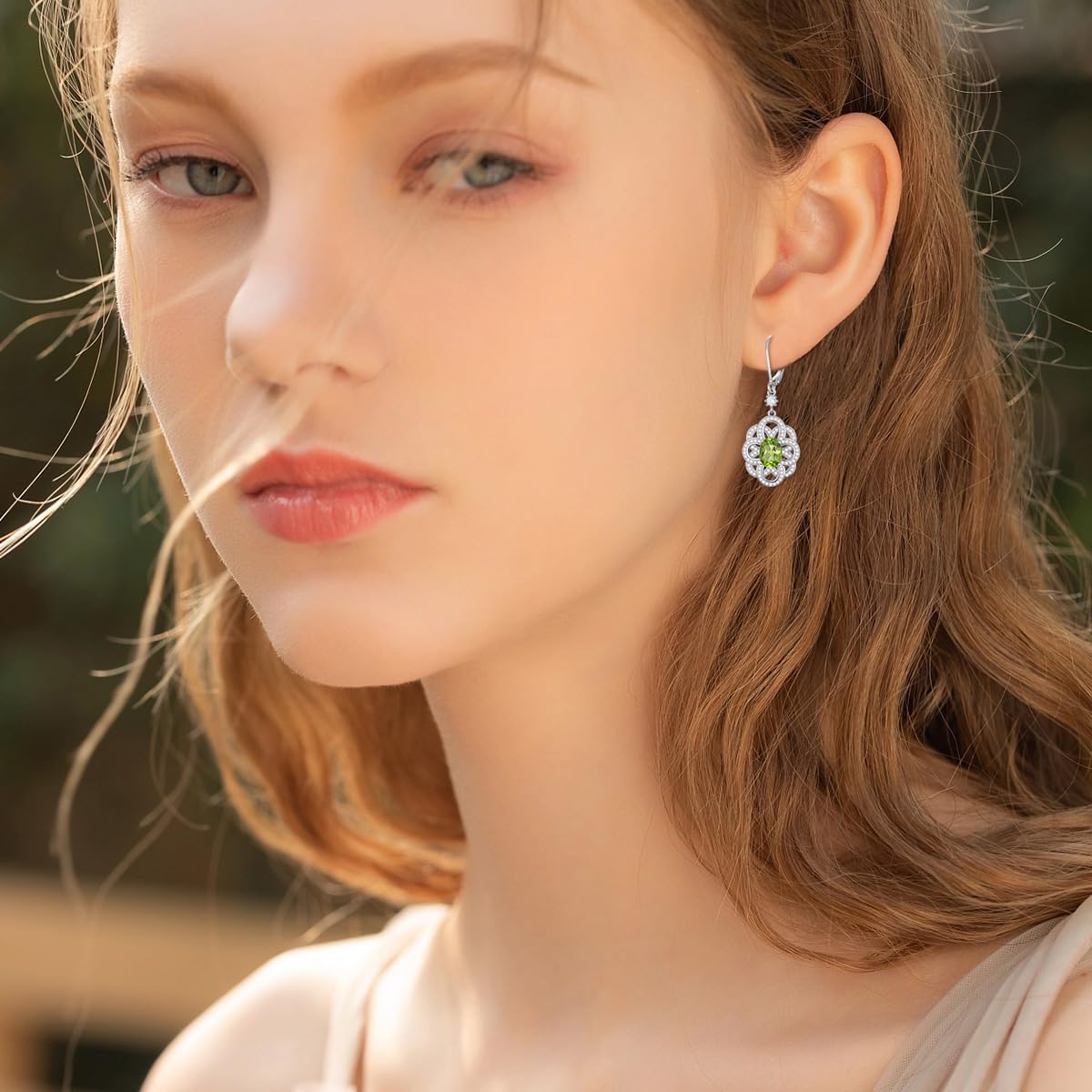 Natural Peridot Earrings for Gifts 925 Sterling Silver 6mm * 8mm Oval Cut August Birthstone Drop Earrings - Image 4