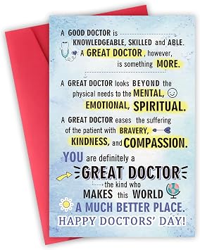 Doctors Day Card, Doctors Appreciation Gifts for Women & Men, Thank You Card for Physician, Surgeon, Medical Professional Happy Doctors Day, A Good Doctor vs A Great Doctor