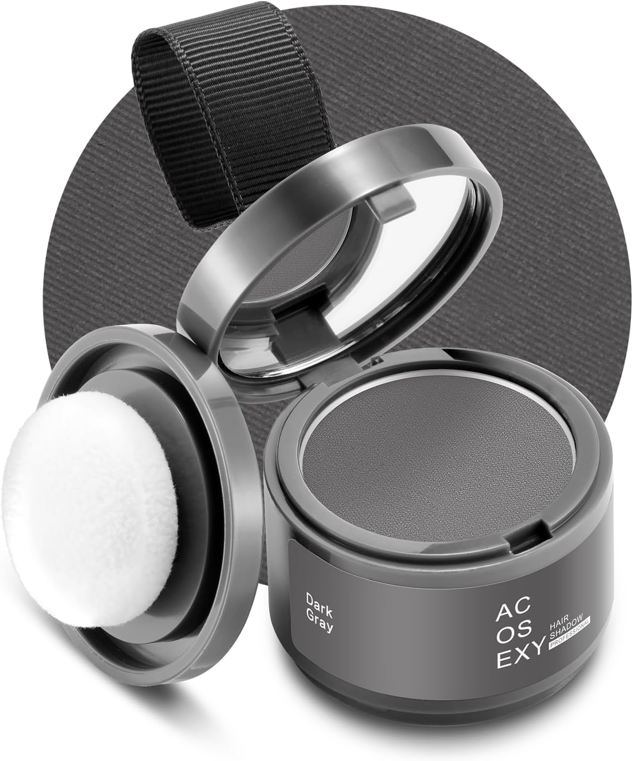 Root Touch Up Color Powder for Women and Men - Instant Coverage for Gray Hair, Thinning Hair, Bald Spots, Hairline Shadow, Eyebrows, and Beard Lines (Dark Gray)