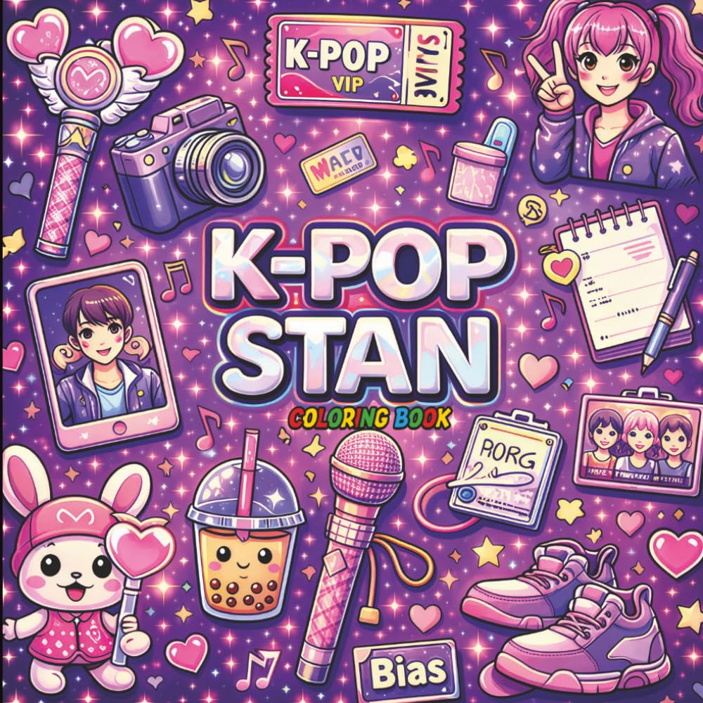 K-Pop Superfan Coloring Book: Bold & Easy Cute Pages for Kids, Teens & K-Pop Lovers | Fun Idol Fashion & Aesthetic Vibes