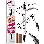 iMethod Curved Eyebrow Pen - 2-in-1 Dual-Ended Microblading Eyebrow Pencil with Curved Tip and Precise Brush-Tip, Brow Pen for Natural Hair-Like Brows, Lasts All-Day, Black