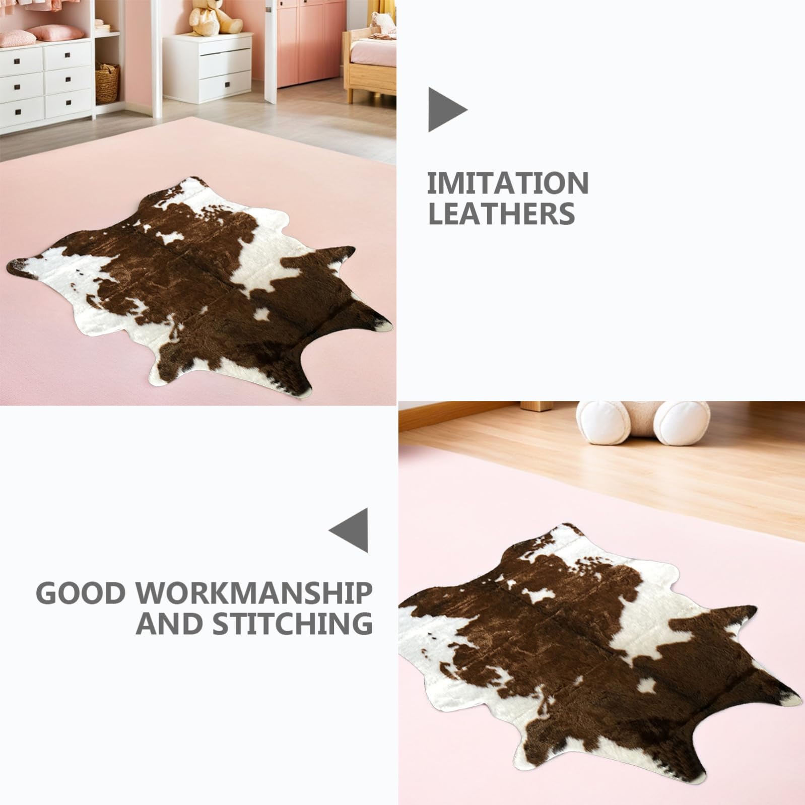 Alfombra Decorativa Estampado Vaca, Tapete Suave Sala Dormitorio