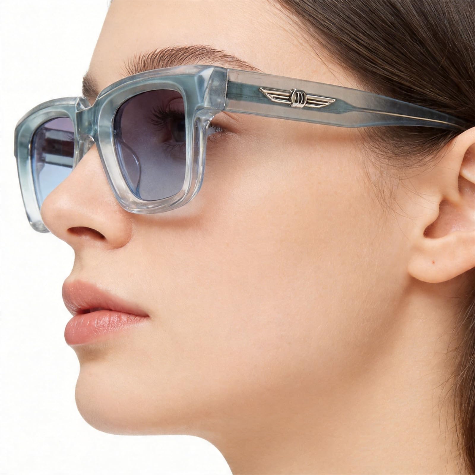 Gafas de sol UV400 para hombres y mujeres, marco cuadrado de aleación TR, lente pequeña de 50 mm para conducción al aire libre