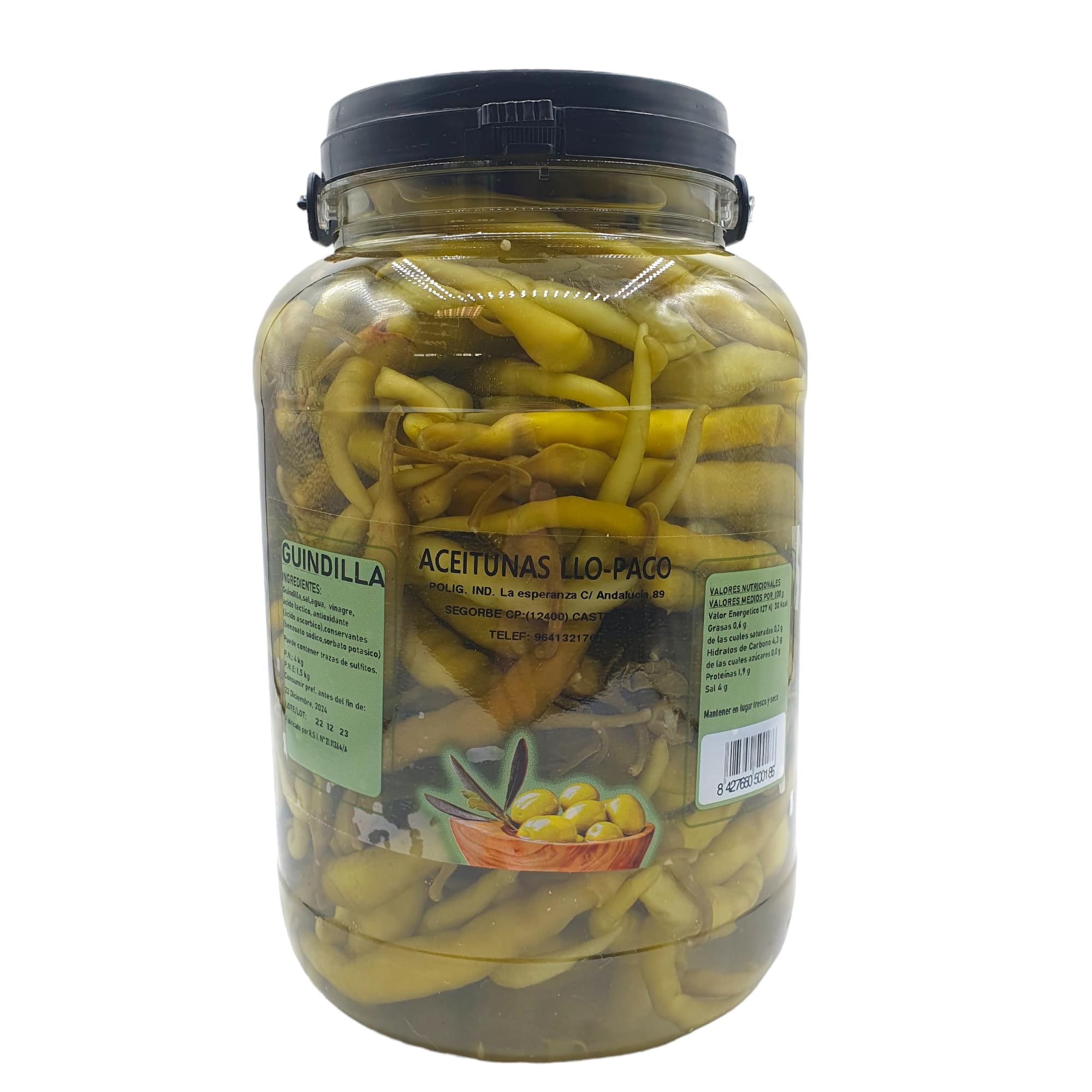 Piments épicés au vinaigre - Bidon Pet de 4 kg de piments acidulés épicés - pipres épicées LloPaco