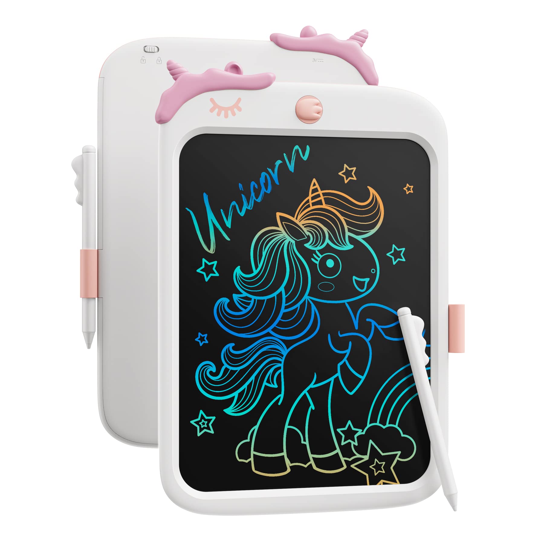 LCD Writing Tablet,10 inch Doodle Board Drawing Pad Tablet with Lock Function, Erasable, Portable, Educational Learning Unicorn Toy Gifts for 3 4 5 6 7 8 9 Years Old Girls Toddlers (White)
