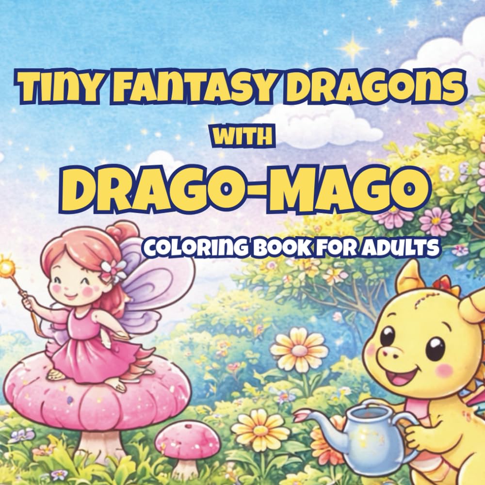 Tiny Fantasy Dragons with Drago-Mago: A Cute and Relaxing Fantasy Coloring Book for Adults