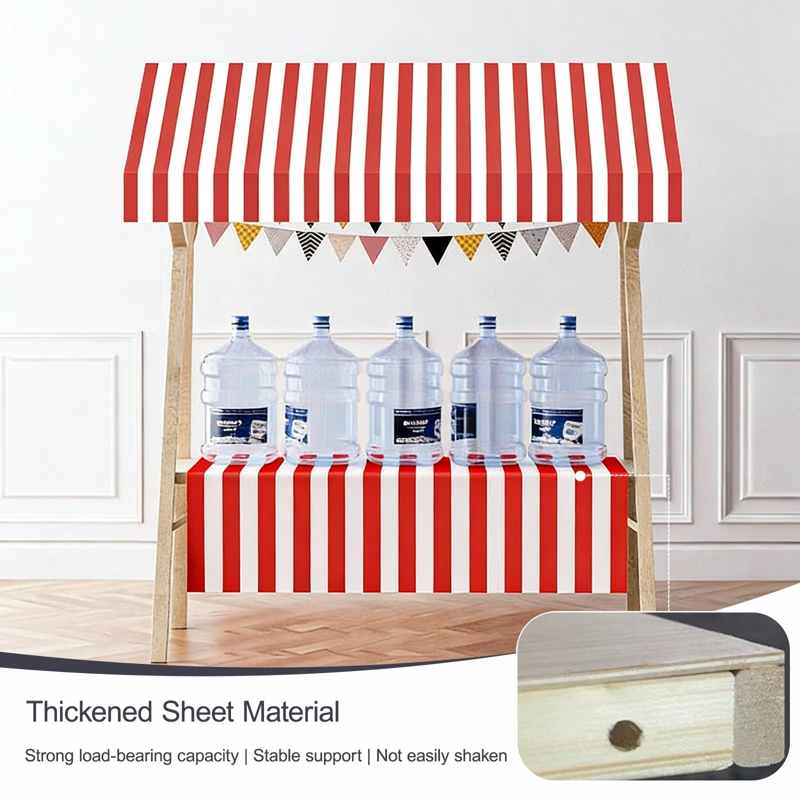 Genérico Puesto de Mercado for Vendedores al Aire Libre, Carrito de Comida Ambulante de Madera Plegable, para Tiendas Mercados(Red 1,120cm/47.2in)