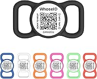 WhoseID QR Code NFC Dog Tag - Personalized Silicone Pet ID with GPS Location Email, Waterproof Comfort for Dogs & Cats (Small, Black/White)