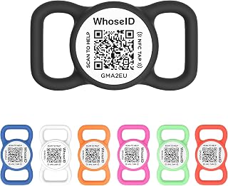 WhoseID QR Code NFC Dog Tag - Personalized Silicone Pet ID with GPS Location Email, Waterproof Comfort for Dogs & Cats (Small, Black/White)