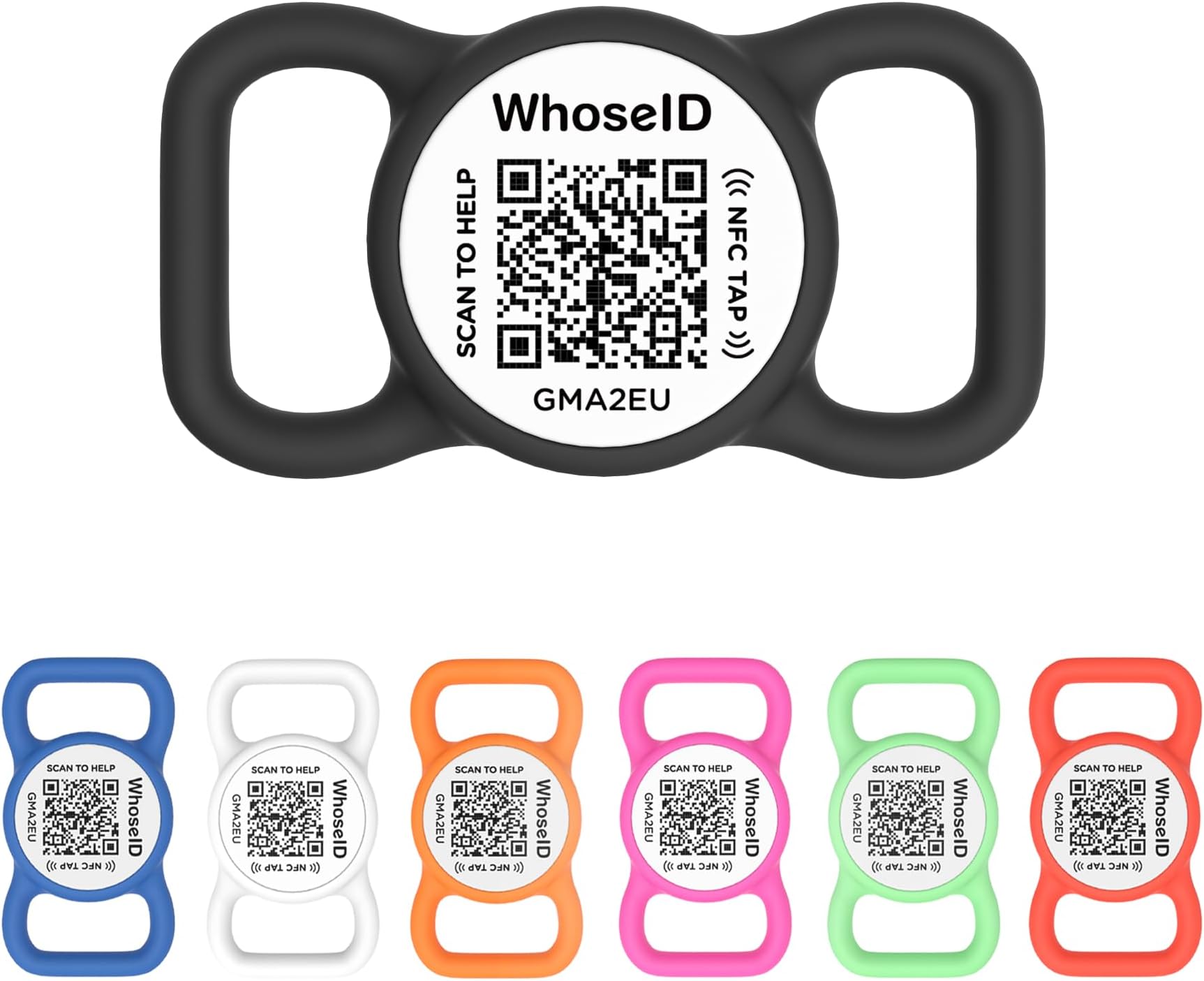 - WhoseID QR Code Dog Tag with NFC, Personalized Pet ID Tag, Silent Dog ID Tag, Modifiable Pet Online Profile, Multiple Emergency Contact, Scan QR Code Send GPS Location Email (Regular, Black&White)