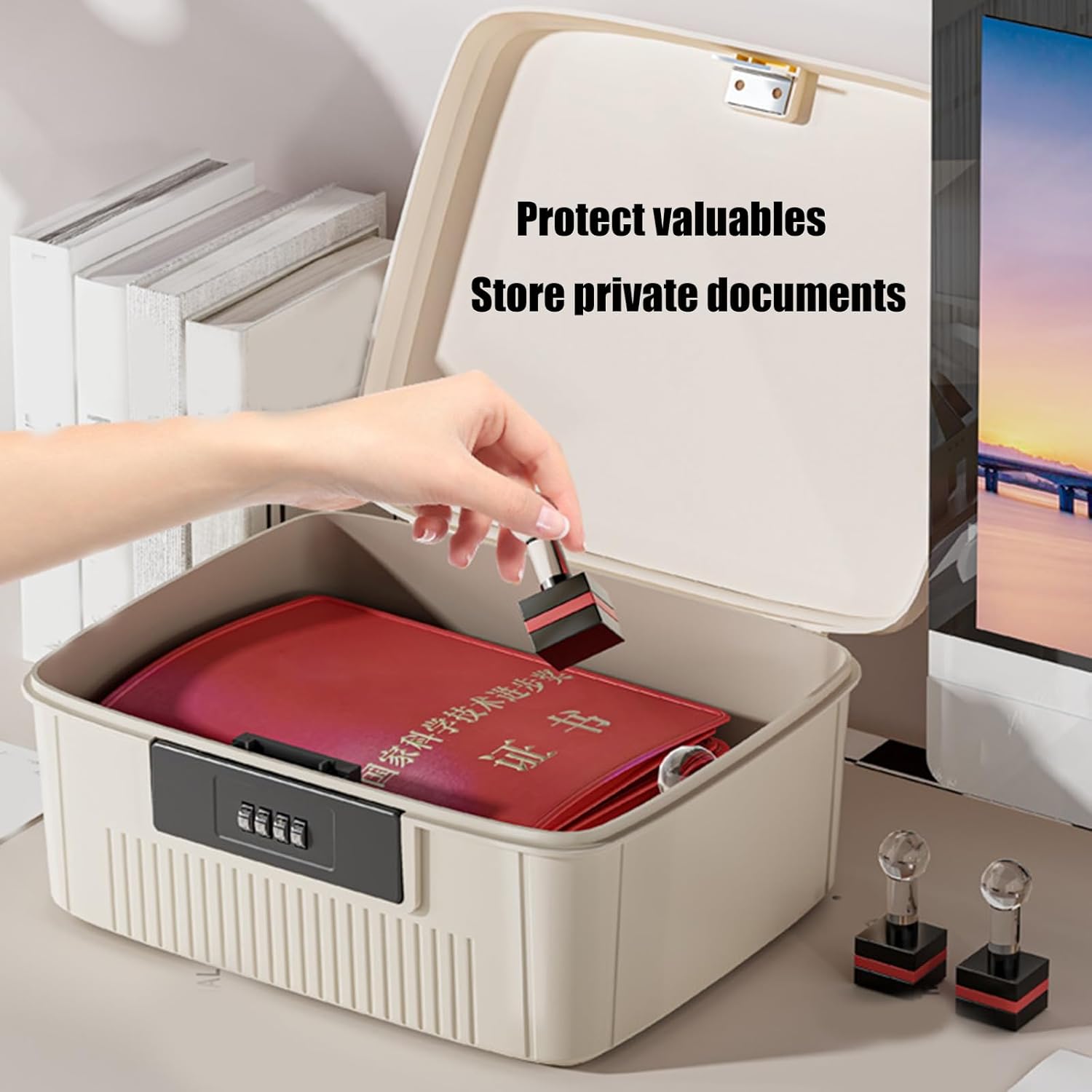 Multipurpose Locking Storage Box With Removable Tray For Home School And Office Privacy Protective Organization Lockable Storage Box