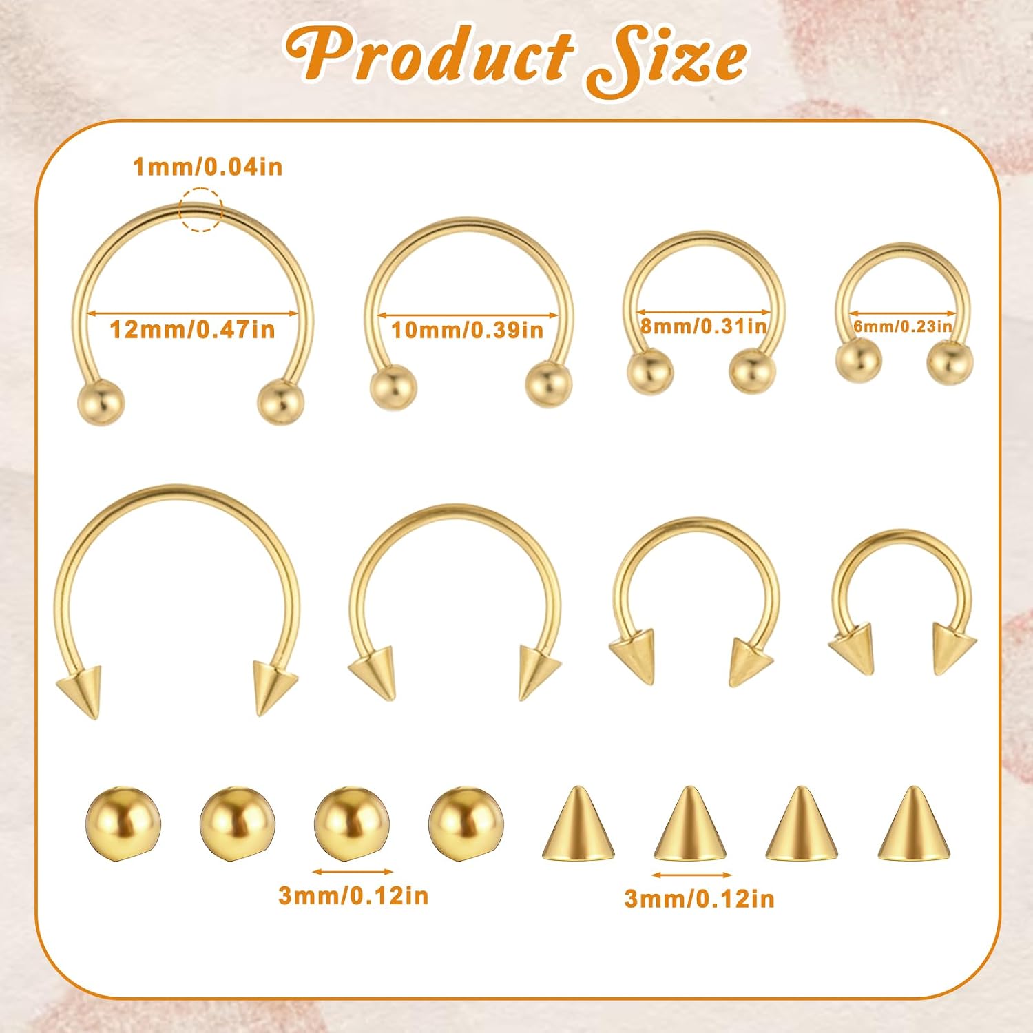8 Pcs Septum Nose Rings 16G Horseshoe Nose Ring Gold Septum Jewelry | Hinged Clicker Segment Rings Nose Piercing Jewelry for Cartilage Helix Tragus Earring Hoop Eyebrow Lip Retainer 6/8/10/12mm
