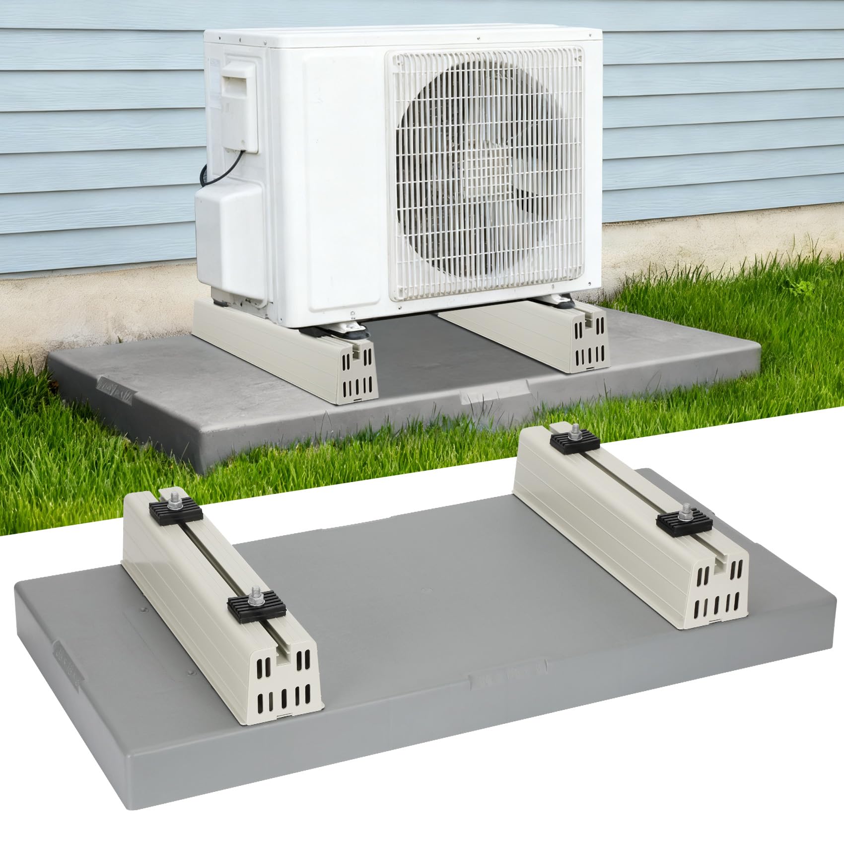 Photo 1 of Mini Split Pad with Floor Mounting Base Kit, 38"x18"x3" Mini Split Condenser Pad for 9000-36000 BTU Ductless, Anti-Vibration Mini Split AC Pad for Outside and Floor Mounting Base for Heat Pump