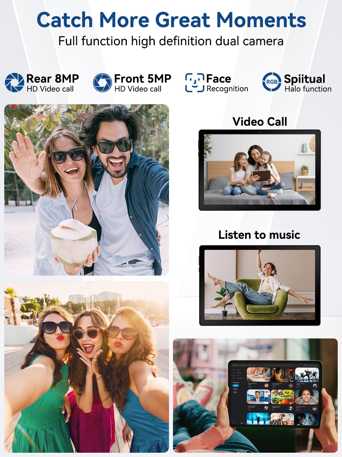 Tablet, Android 14 Tablet, 10.1 inch Tablets with Rechargeable Stereo Speaker Audio Dock, HD IPS Touch Screen, Otca-Core, 14GB RAM 64GB ROM 1TB Expansion, Wi-Fi 6, BT 5.3, Dual Camera, Google Tab 2025