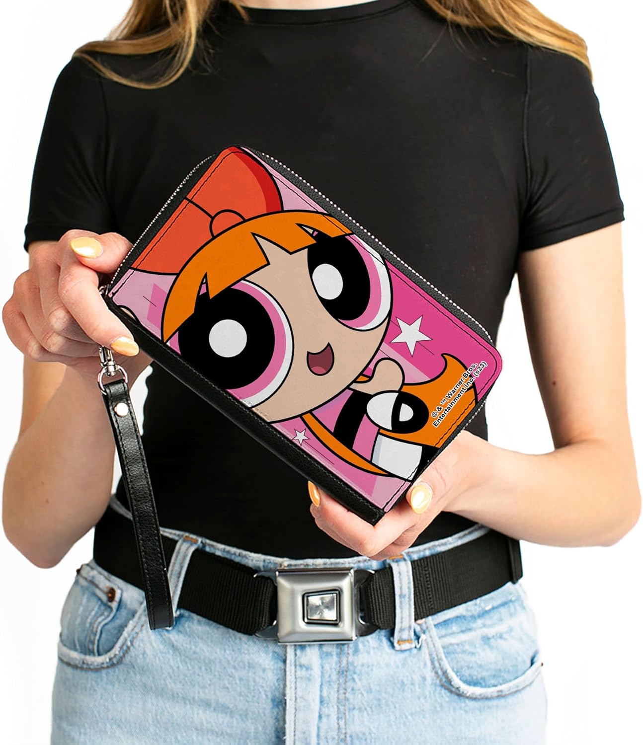 Buckle-Down Warner Bros. Animation Wallet, Zip Around, The Powerpuff Girls Blossom Close-Up Pose Pinks, Vegan Leather - Image 4