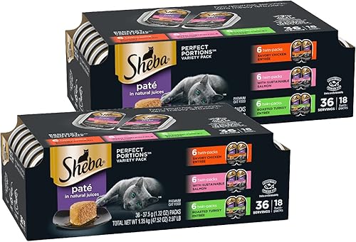 Vista 19 de SHEBA - Paquete variado de paté húmedo para gatos, mariscos exclusivos, salmón delicado y pescado blanco y atún tiernos, Perfect Portions, bandejas