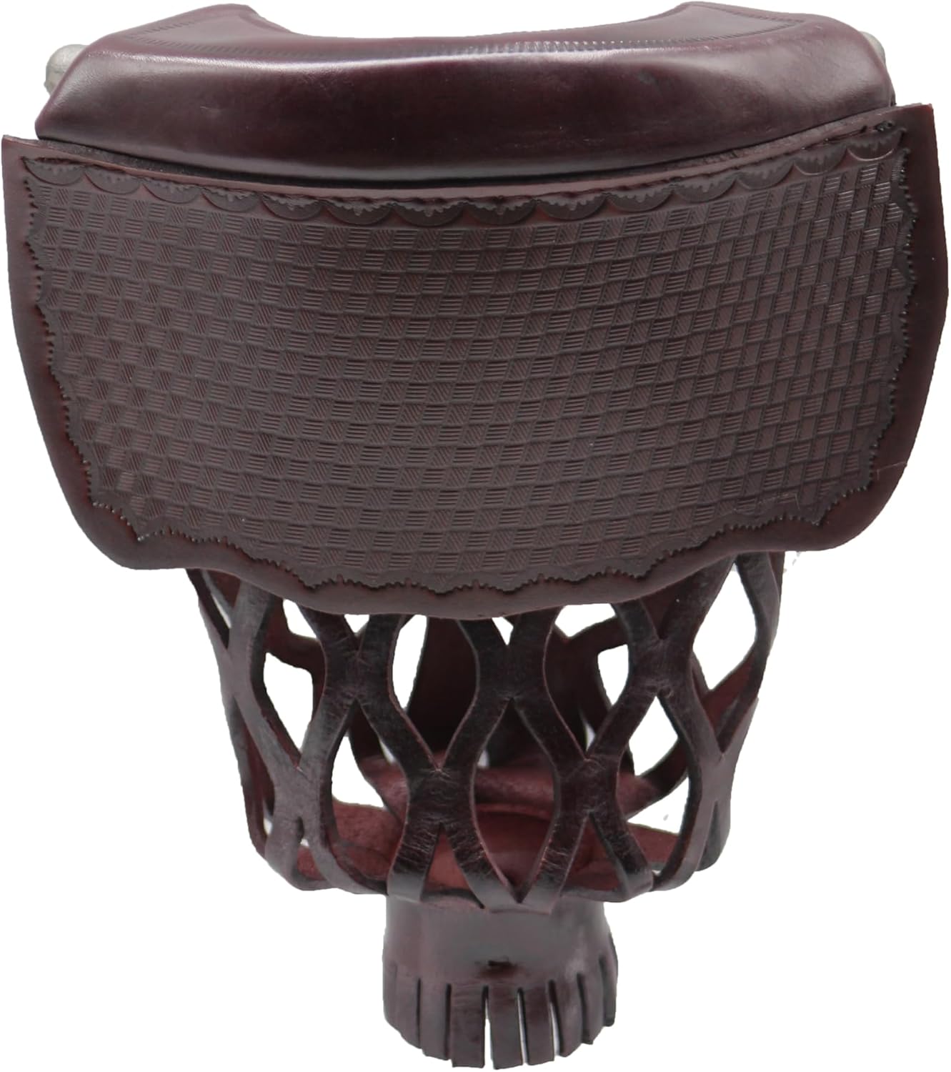 Joy's Billiard Pool Table Pockets, Leather Pool Table Pockets, Billiard Pockets, Made of Real Leather, Mosaic Pattern Shield, Mahogany Color, Set of 6