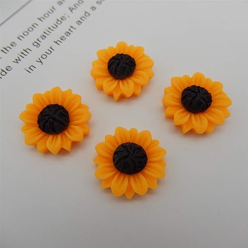 Miniatura 2 de Paquete de 40 adornos de girasoles de resina para manualidades, cabujones de espalda plana, proyectos de arte para álbumes de recortes, decoración