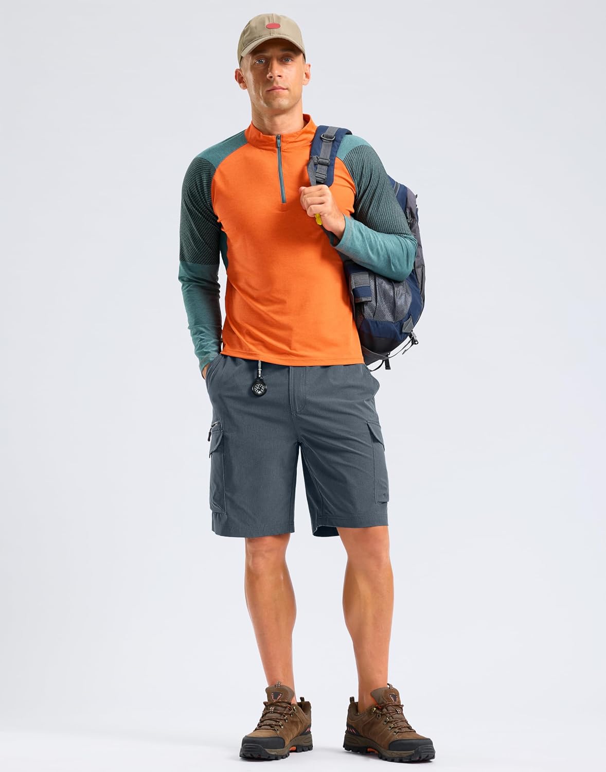Pudolla Men's Hiking Cargo Shorts with 7 Pockets Lightweight 9" Outdoor Casual Shorts for Men Trip Work Camping Fishing Golf