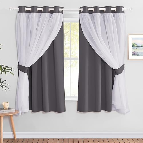 Miniatura 7 de PONY DANCE Paño de cortina opaca de gasa con alzapaños agregados