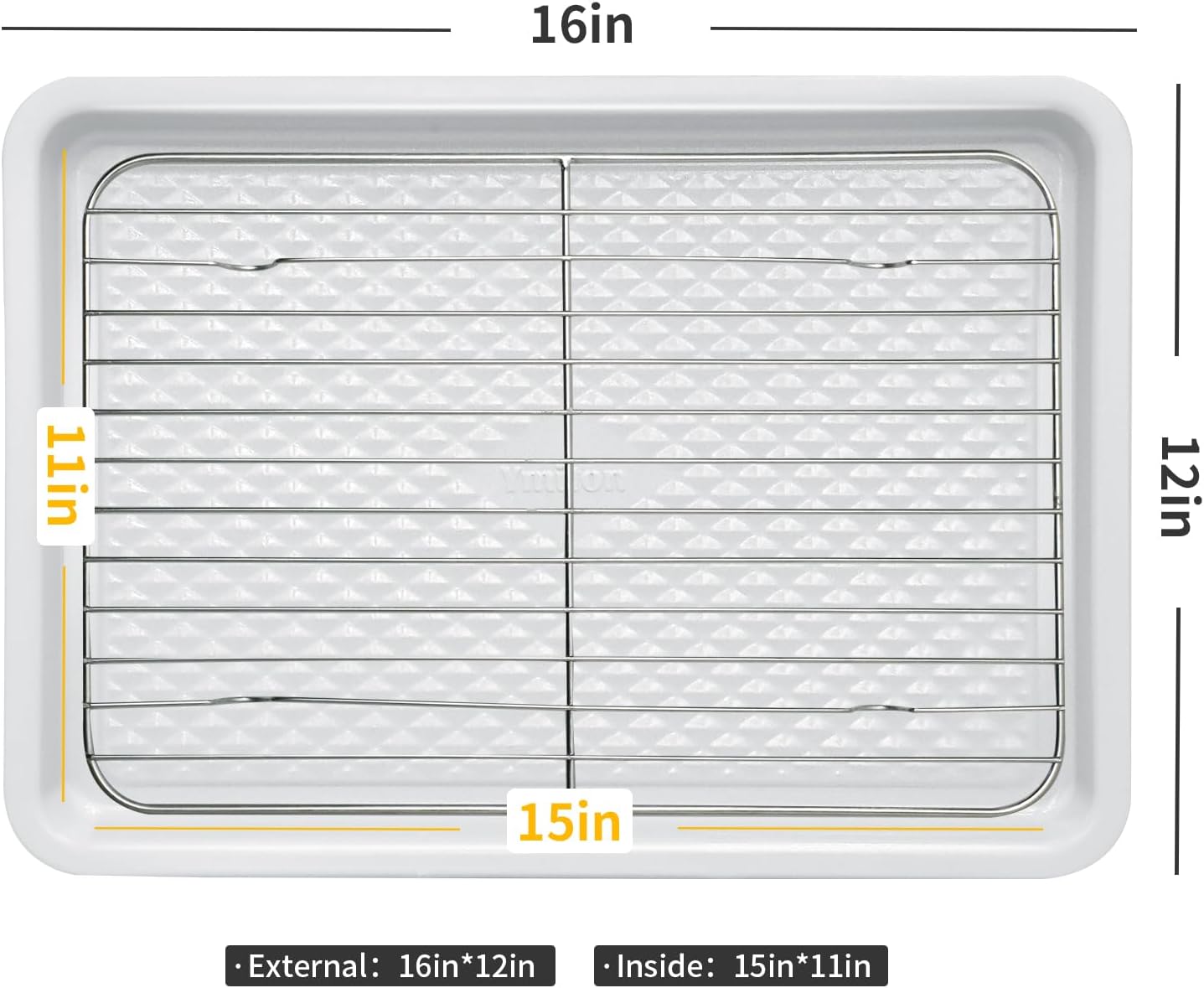 Nonstick Ceramic Baking Sheet With Rack, 2-Pack 15x10 Jelly Roll Sheet Pan, Non-Toxic, PTFE & PFOA Free, Warp-Free, Oven Safe 550°F, Dishwasher Safe, Aluminized Steel, Gray Yellow - Image 2
