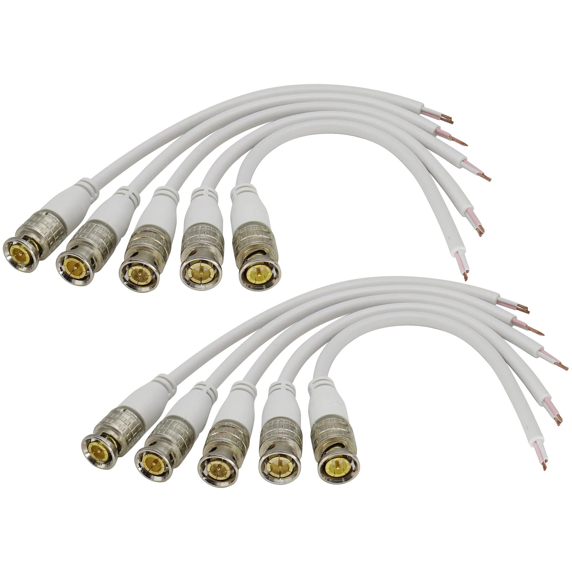 HCFeng BNC Extension Cable BNC Video to Bare Wire Open End Connector Extension Cable B-N-C Plug Male Tail Cable for CCTV Surveillance DVR Camera