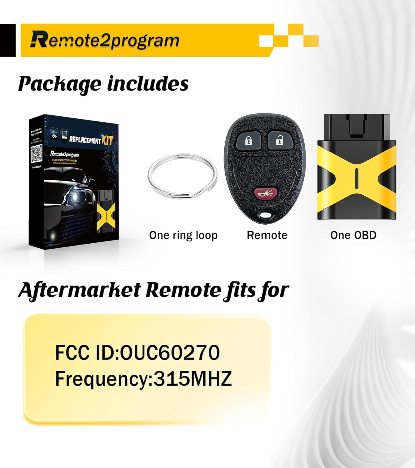 DIY Programming Car Remote Control Replacement for 2007-2009 Equinox with FCC: OUC60270 (3 BUTTON/OUC60270)