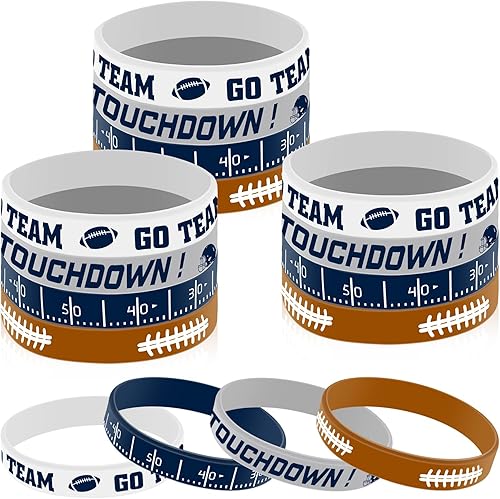 Deekin 32 pulseras de silicona de fútbol americano, pulseras motivacionales de goma para hombres, mujeres, fanáticos de fiesta, temática deportiva,