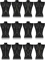 Landical 12PCS Gold Body Chains for Women - Sexy Layered Belly Waist Bikini Bra Chains, Adjustable Summer Beach Jewelry