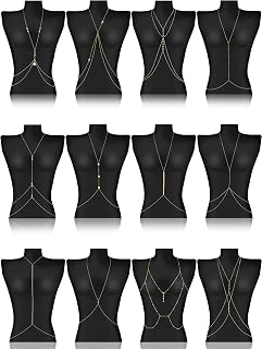 Landical 12PCS Gold Body Chains for Women - Sexy Layered Belly Waist Bikini Bra Chains, Adjustable Summer Beach Jewelry