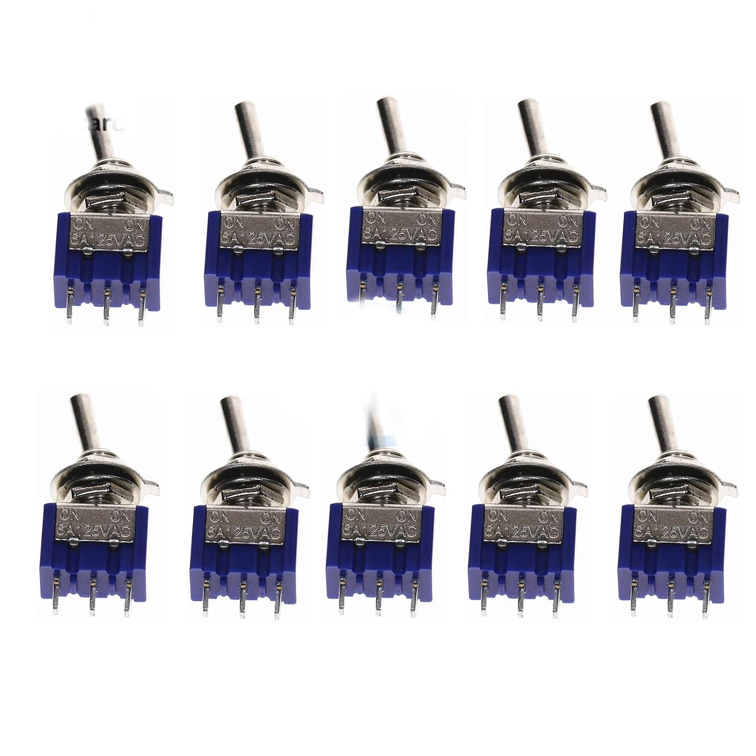 10PC/5PC Miniature Toggle Switch Single Pole Double Throw SPDT DPDT ON-Off-ON ON-ON 120VAC 6A 1/4 Inch Mounting MTS-102 103 202