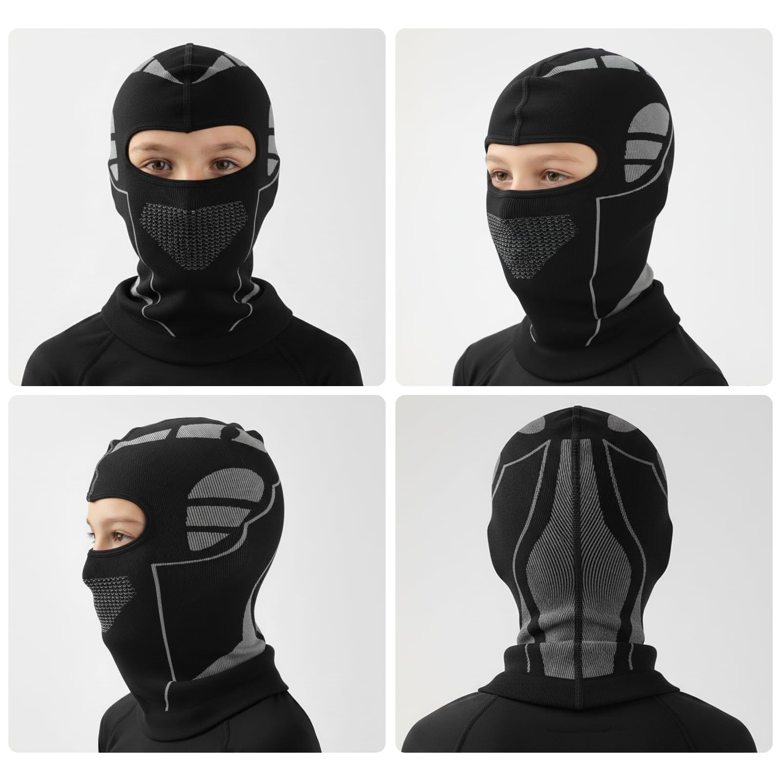TAGVO Kominiarka dla dzieci, maska na całą twarz, profesjonalny sport, elastyczna, Brethable, lekka, anty-UV, jazda na rowerze, kominiarka, maska narciarska, czapka pod kask, ocieplacz na szyję, dla