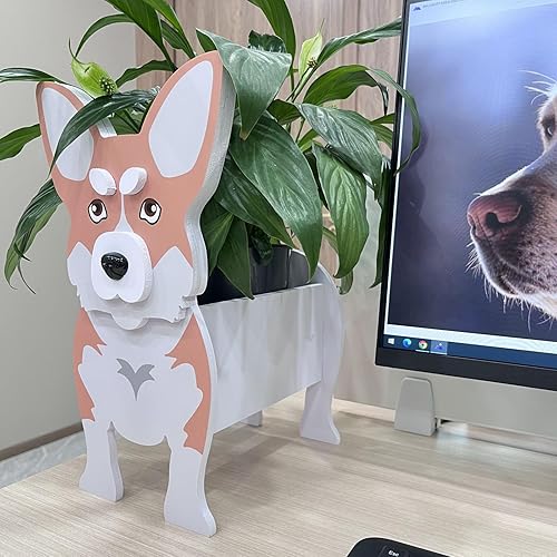 Miniatura 6 de Maceta para perros, macetas de flores de animales lindas para decoración de jardín al aire libre, Shih Tzu amarillo, contenedor de almacenamiento de